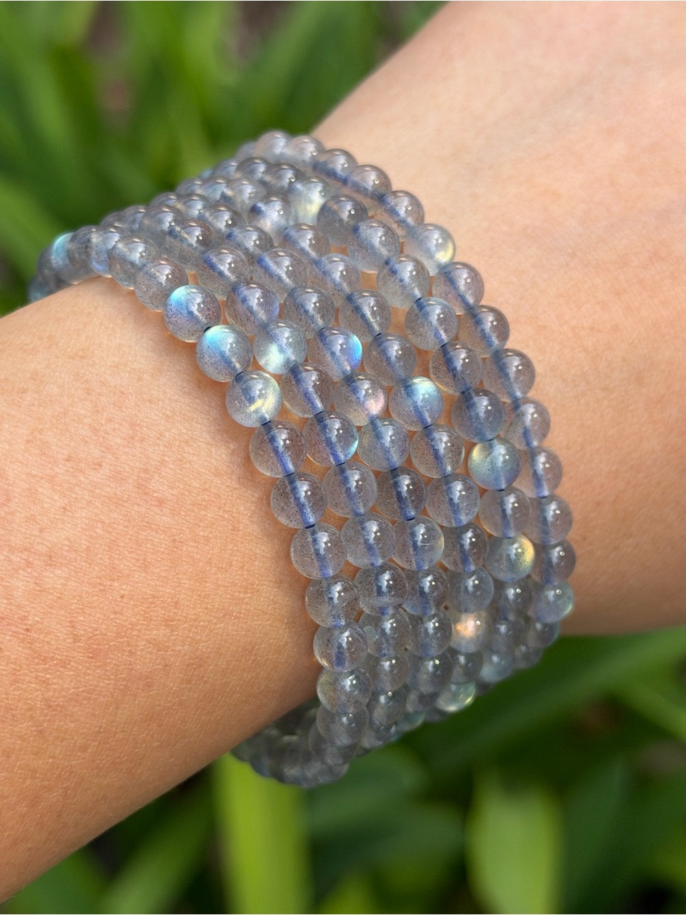 5mm stretchable AAA grade flashy labradorite bracelet 2130